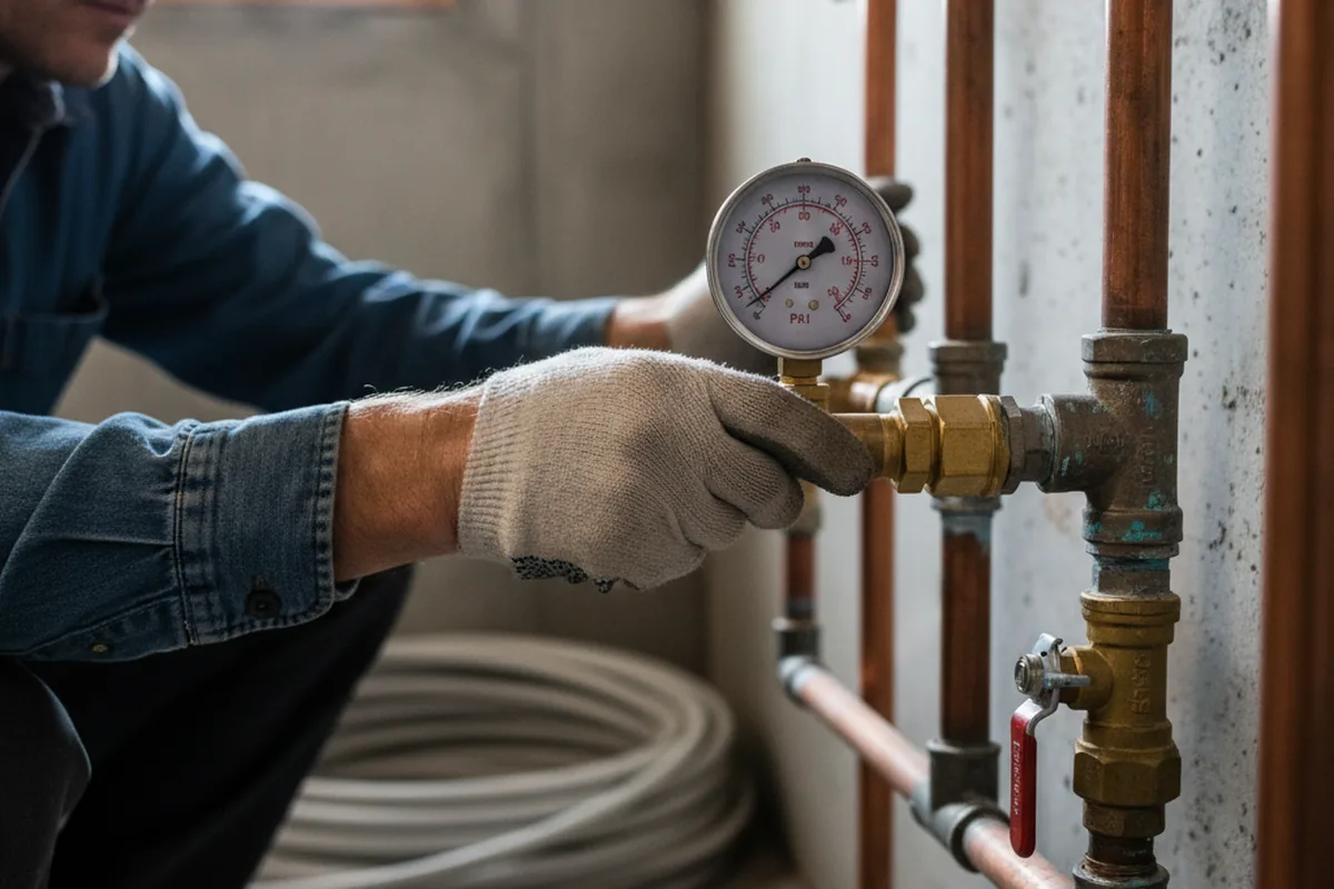 Pressure testing a repaired line during Water Line Repair in Allendale